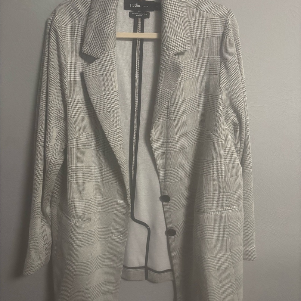 Torrid Women's Black and White Plaid Blazer